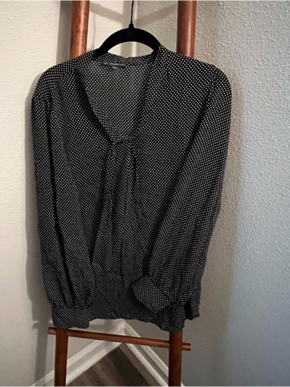 Adrianna Papell Black and White Polka Dot Tie-Front Blouse